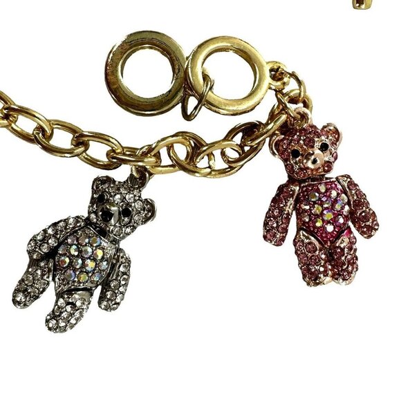 OPC CN Multicolor Crystal Studded Gold Teddy Bear Charm Bracelet - Picture 3 of 4